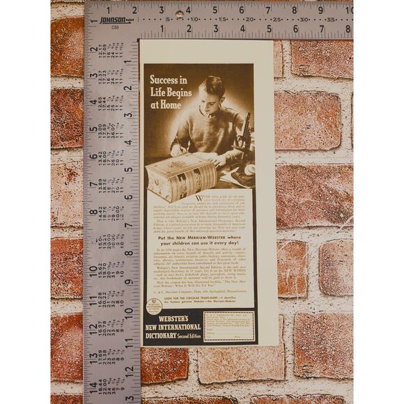 1940 Websters New Int'l Dictionary Success in Life Begins at Home Vtg Print Ad - Picture 5 of 11